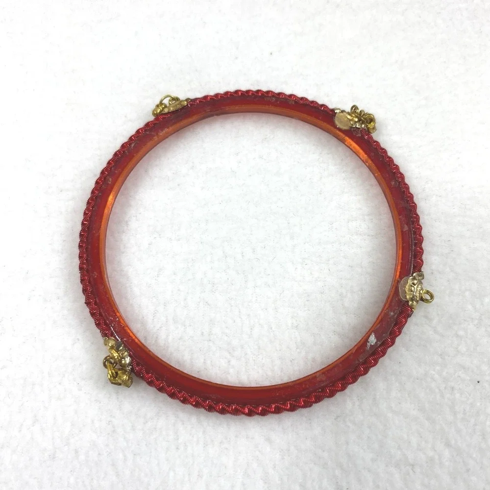 Unbranded Bangles‎ Womens OS Red Gold Tone Rhinestone Stackable Ethnic Bollywood
